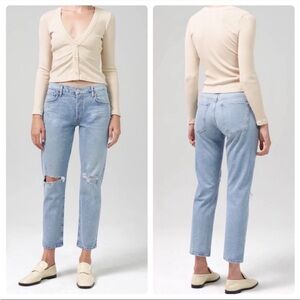 Citizens of Humanity Emerson Slim Boyfriend Distressed Light Wash Jean Size 30